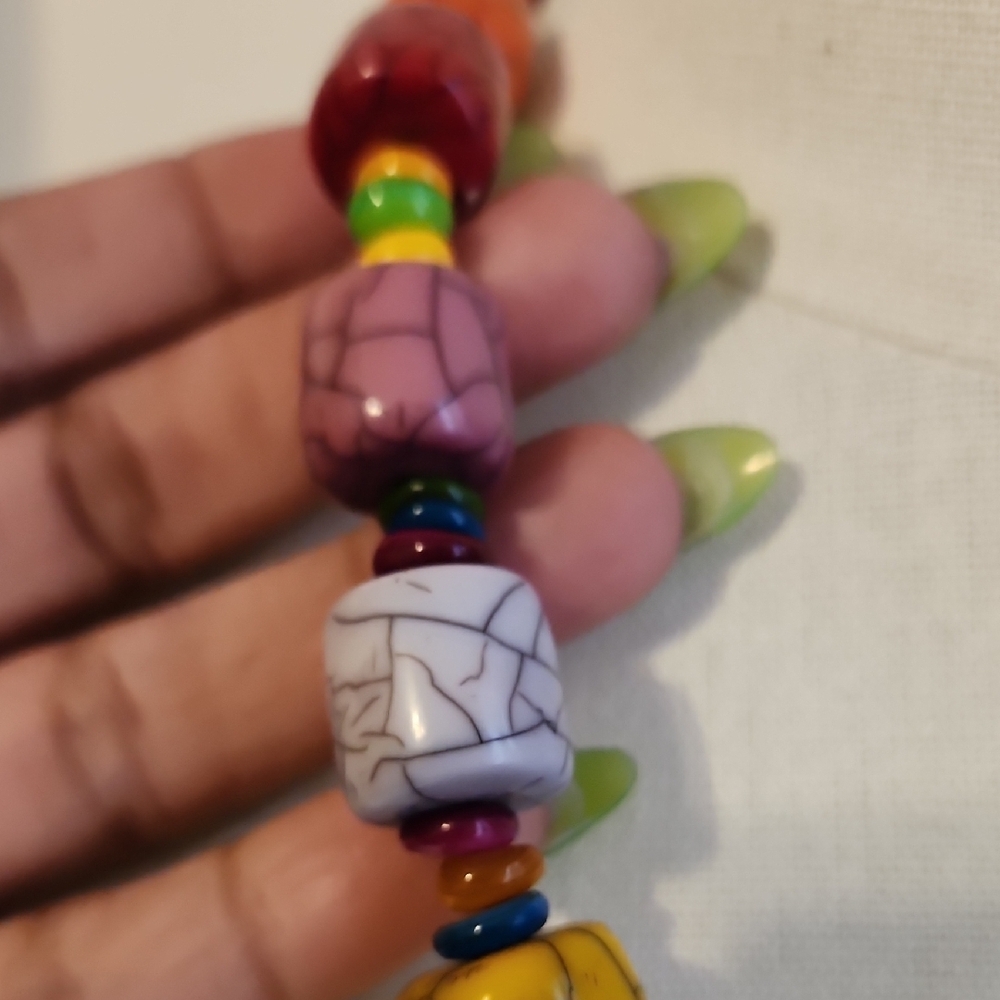 Colorful Multi-Bead Statement Necklace - Multicolor - Picture 6 of 6